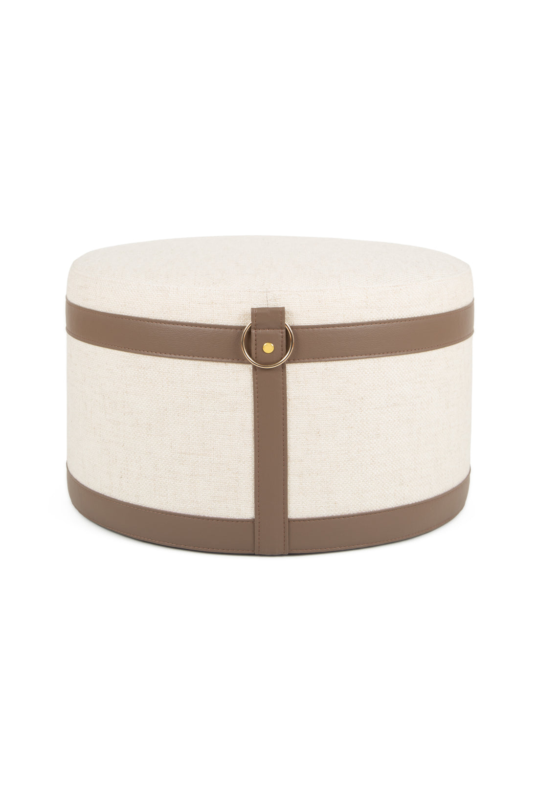 Woven Pouf - Cream & Brown