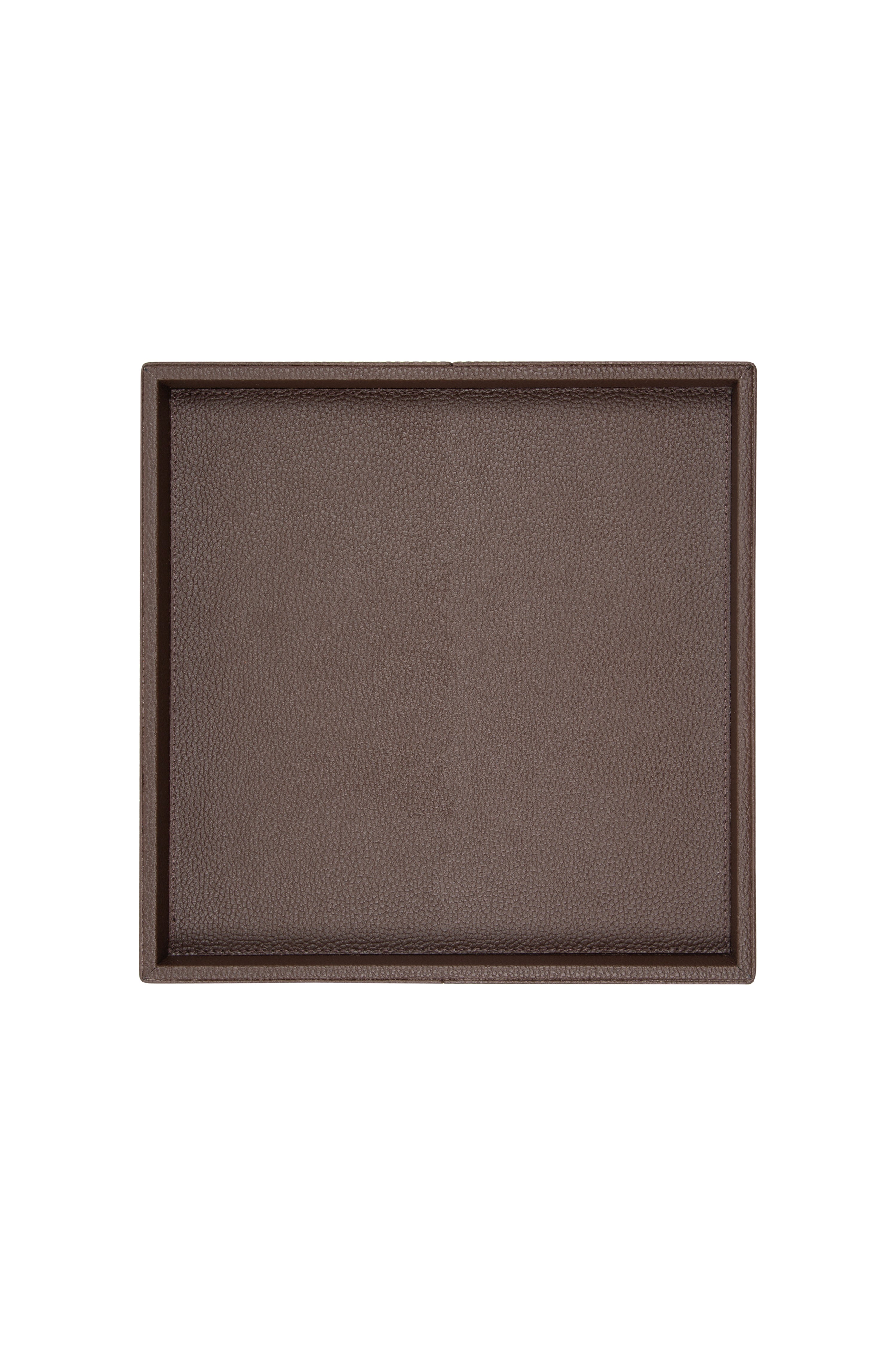 Large Square Leather Tray – Dark Brown