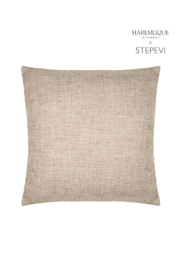 Cojín cuadrado reversible | Gris topo y marrón - Tejido y piel sintética