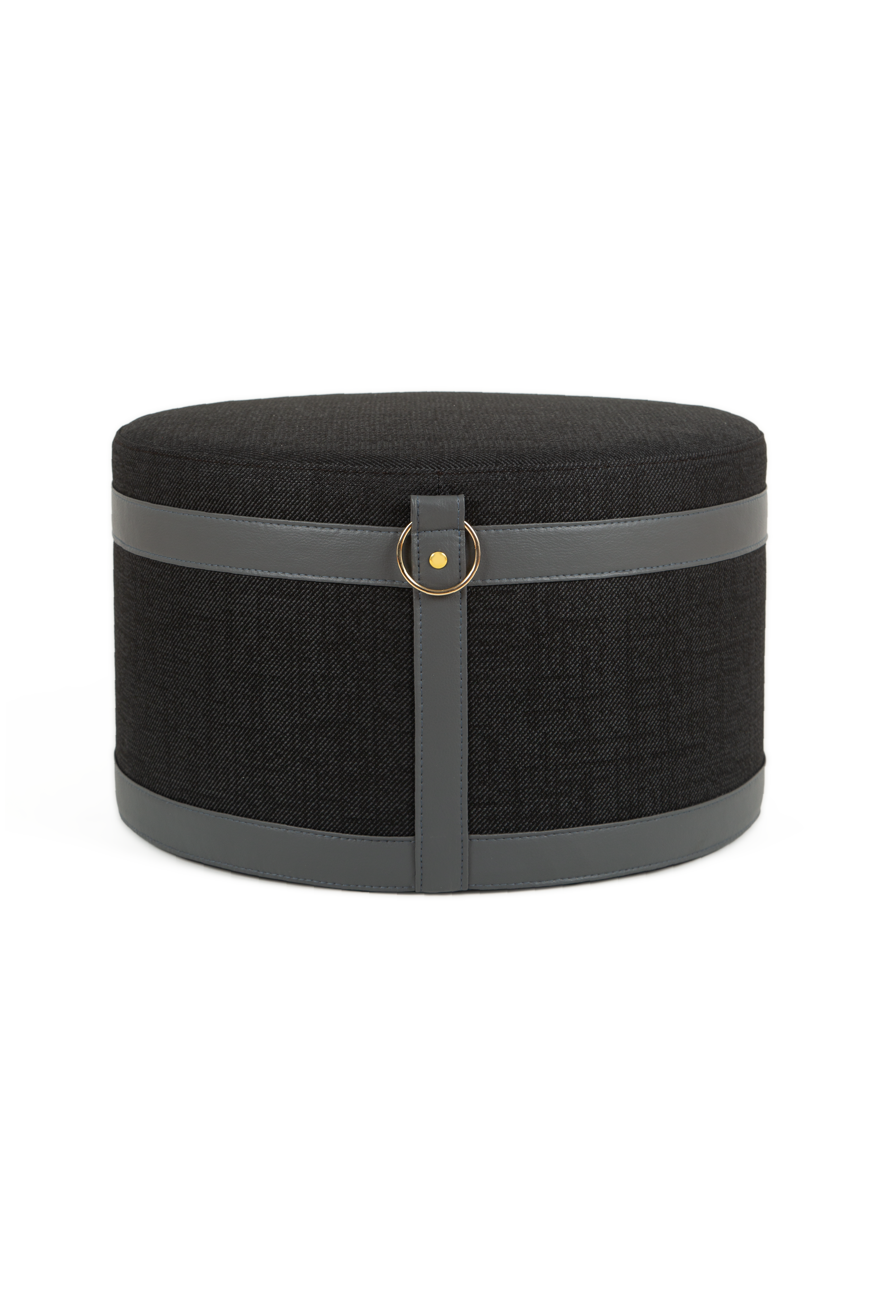 Woven Pouf - Black & Gray