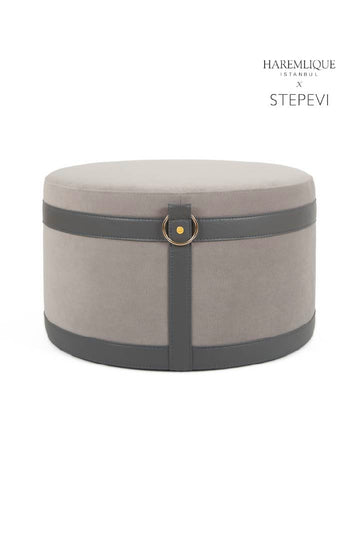 Pouf en velours | Gris et gris