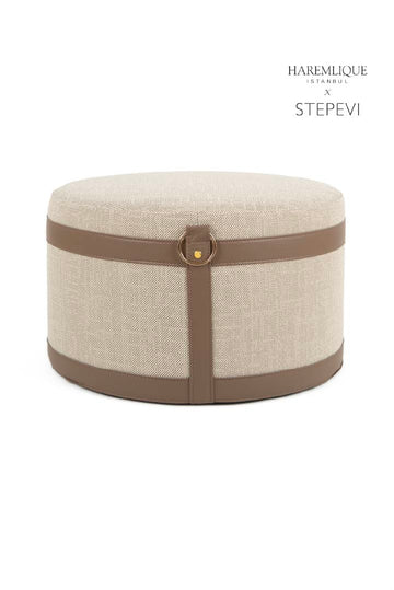 Puf tejido | Beige y marrón