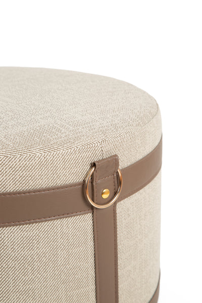 Woven Ottoman | Beige & Brown