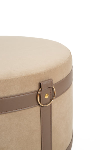 Velvet Ottoman | Camel & Brown