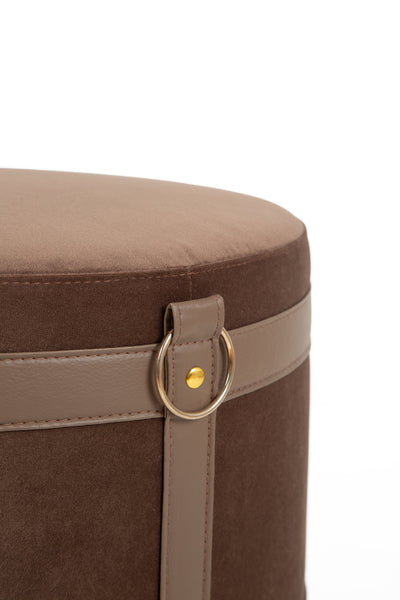 Velvet Ottoman | Brown & Brown