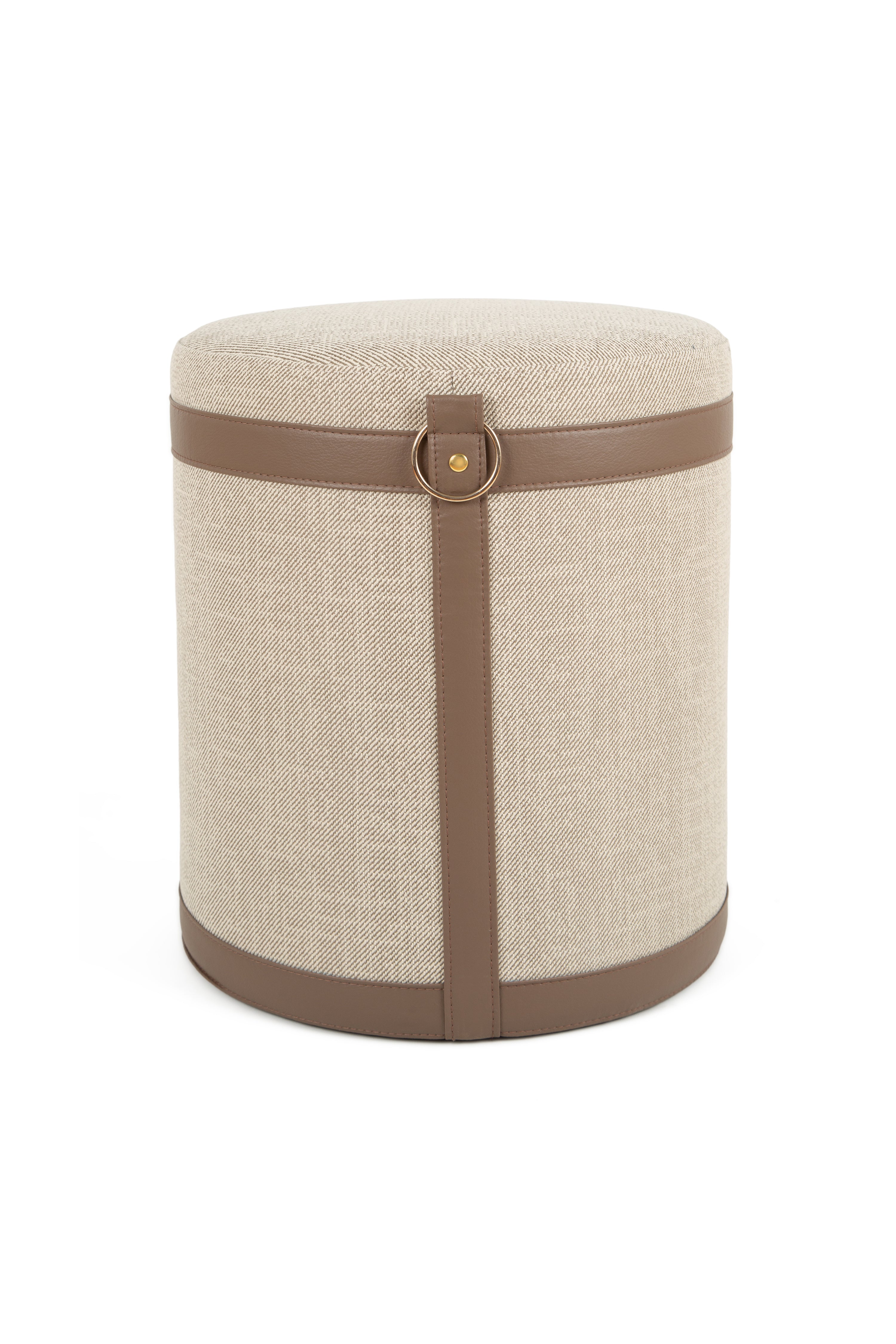 Woven Pouf - Beige & Brown