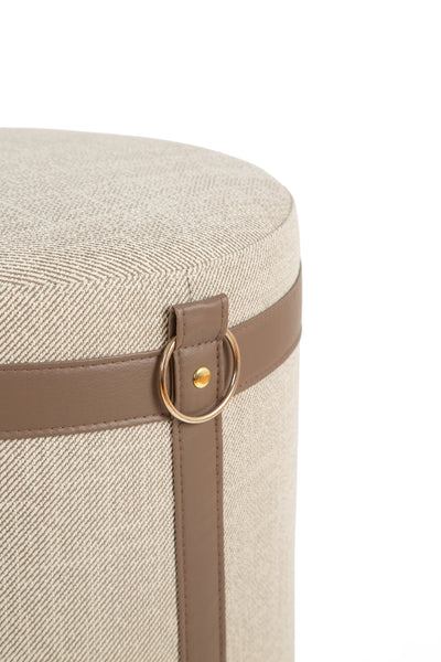 Woven Ottoman | Beige & Brown