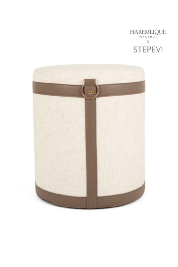 Pouf tissé | Crème et marron