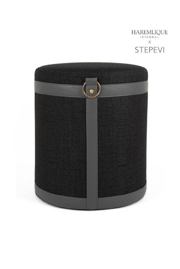 Pouf intrecciato | Nero & grigio