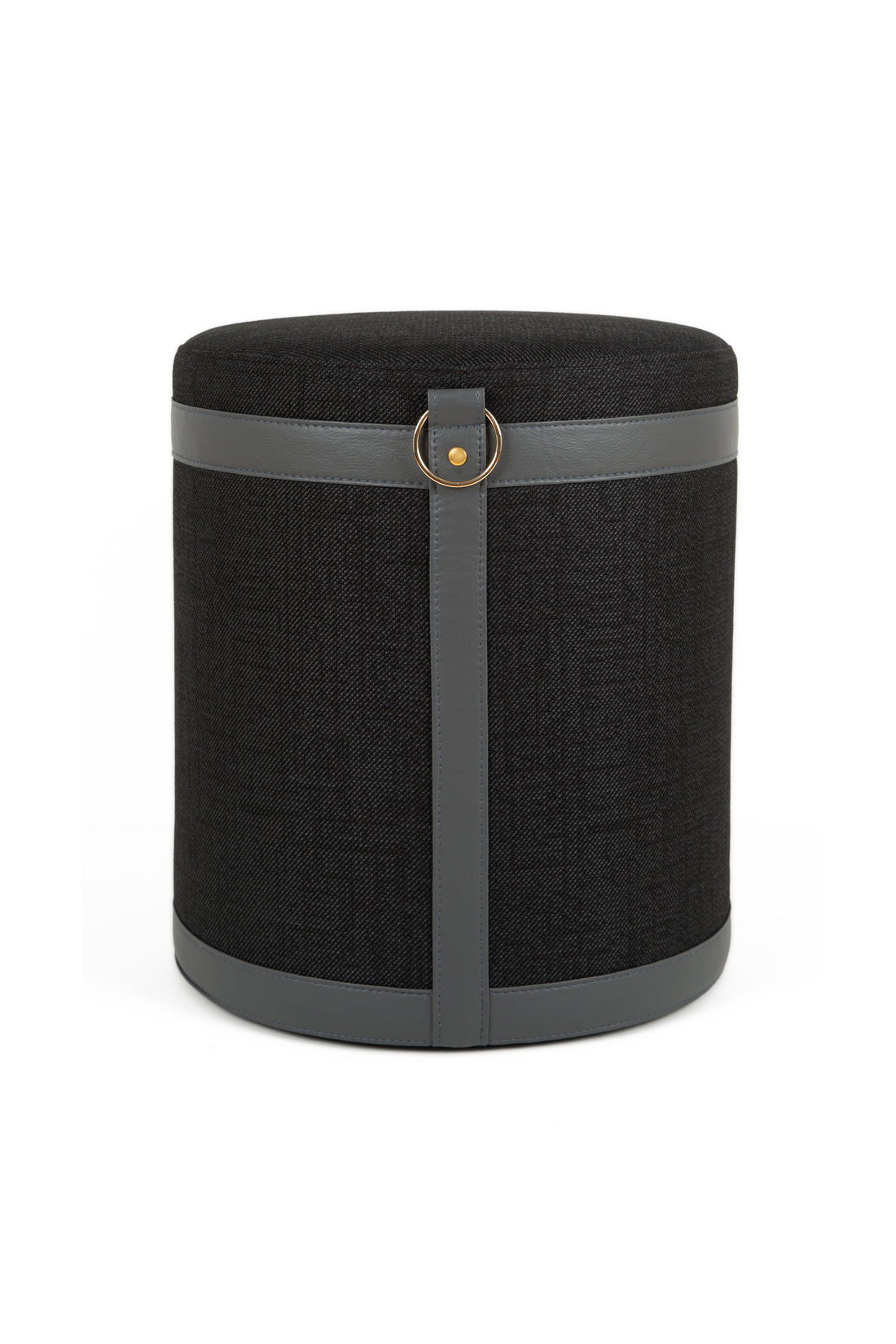 Woven Pouf - Black & Gray
