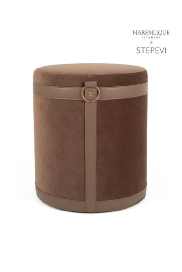 Velvet Ottoman | Brown & Brown