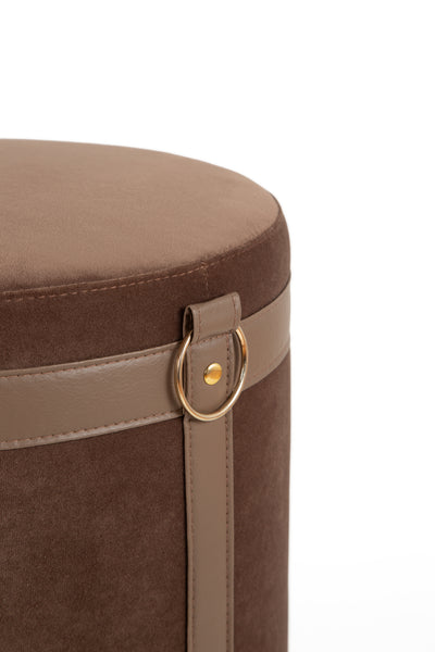Velvet Ottoman | Brown & Brown