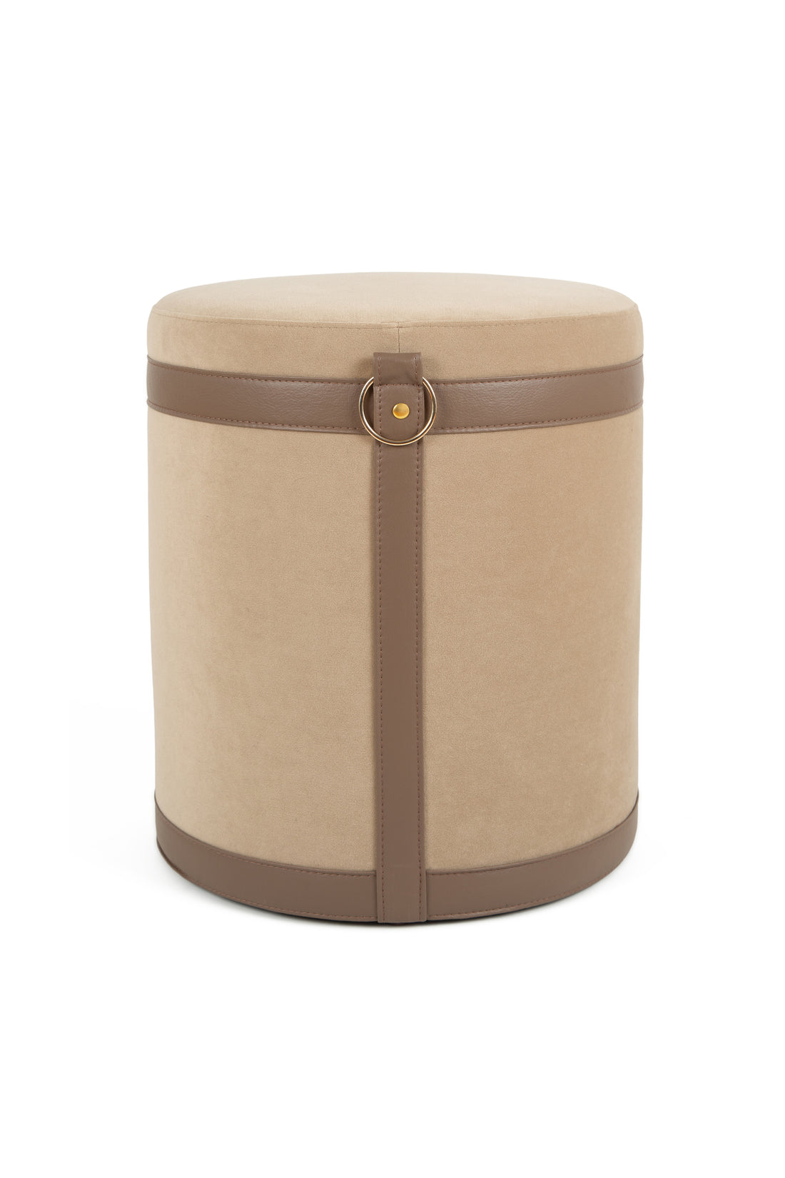 Velvet Pouf - Camel & Brown