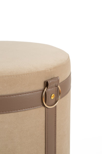 Velvet Ottoman | Camel & Brown