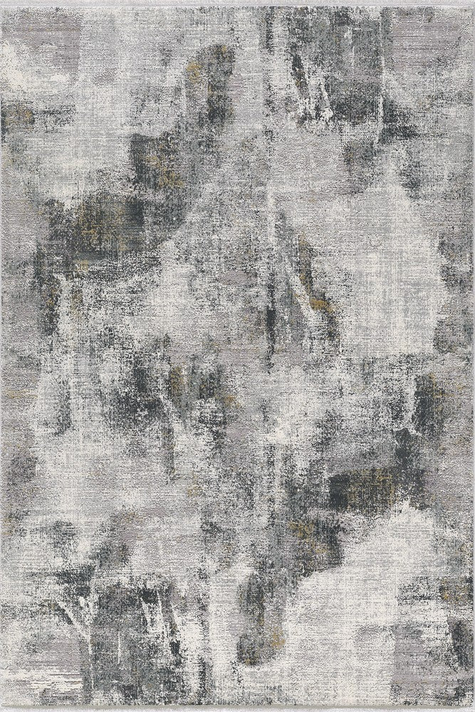 Textured abstract area rug design in neutral tones of gray, white, and black, complementing modern interiors.