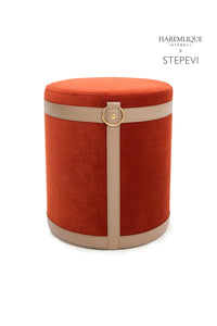 Velvet Ottoman | Red