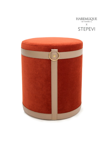 Velvet Ottoman | Red