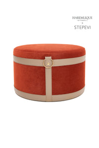 Velvet Ottoman | Red