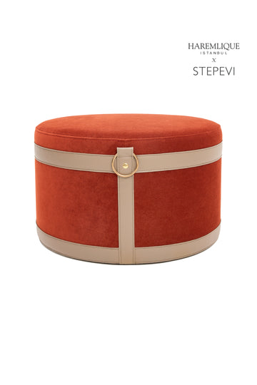 Velvet Ottoman | Red