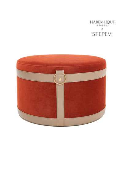 Velvet Ottoman | Red
