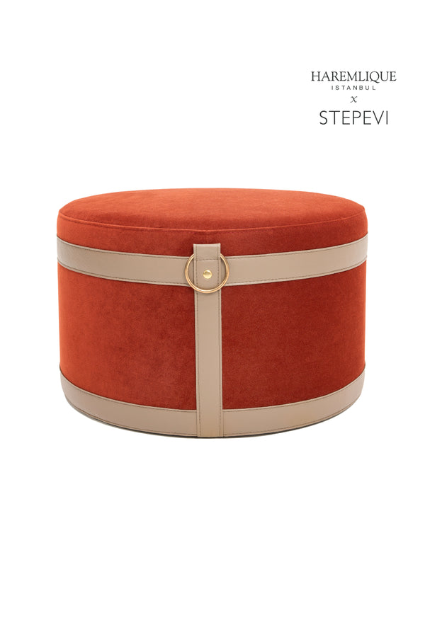 Velvet Ottoman | Red