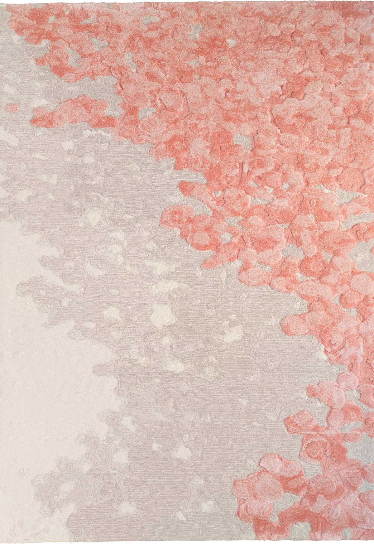 Close-up of the Sakura pink area rug, showcasing the floral design and plush texture details for a luxurious look and feel. thumbnail_1