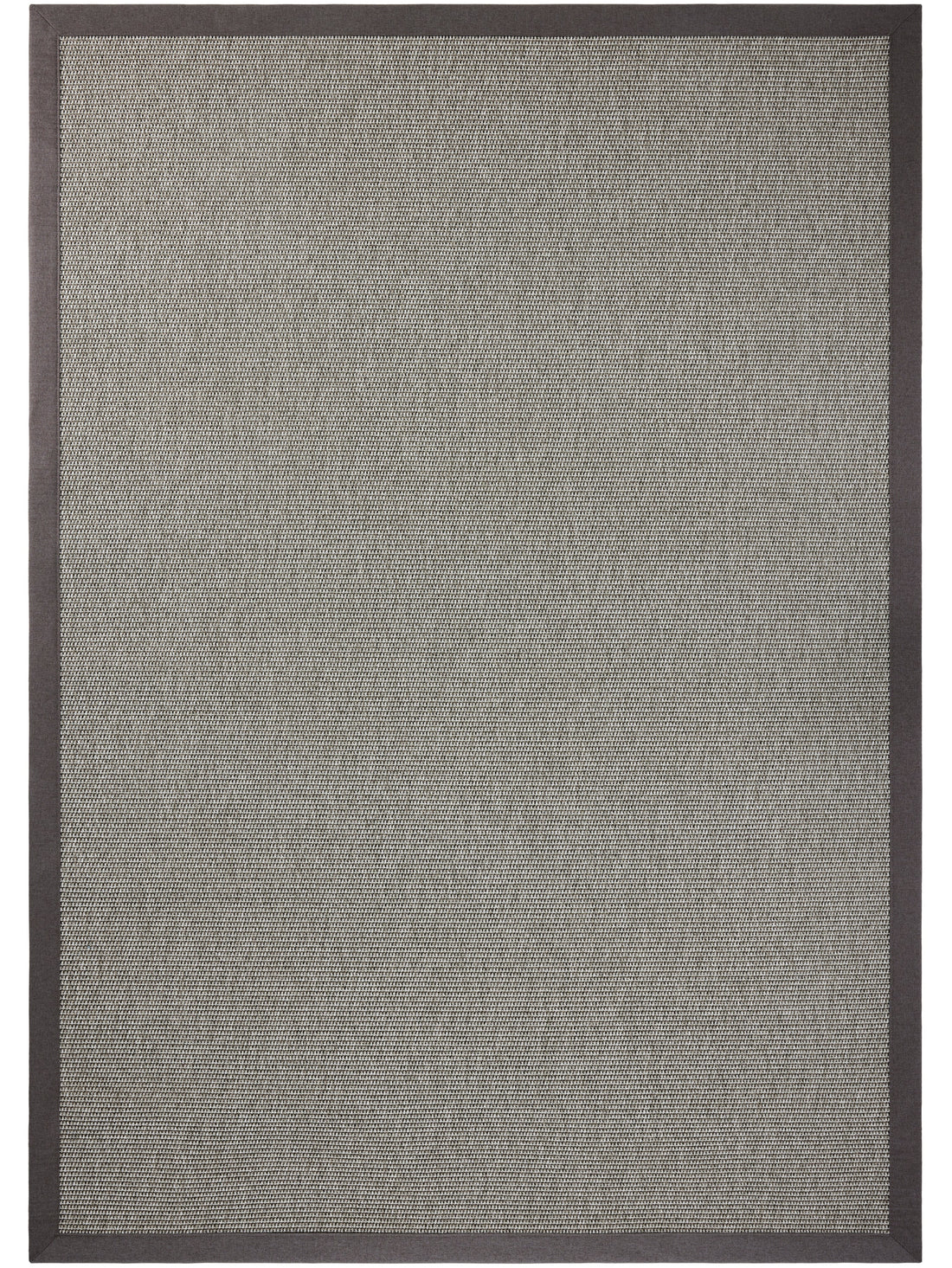 Gray textured durable outdoor rug with a black border thumbnail_1