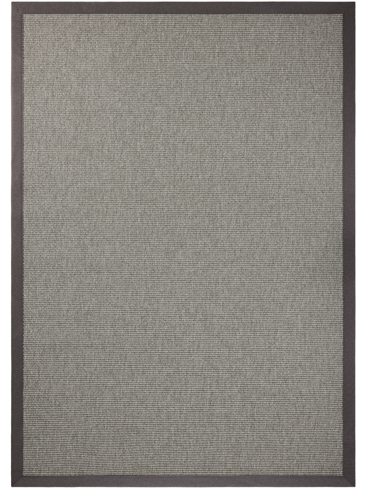 Gray textured durable outdoor rug with a black border thumbnail_2