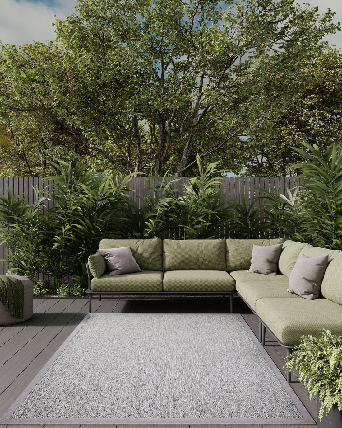 Gray textured durable outdoor rug thumbnail_1