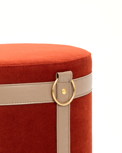 Velvet Ottoman | Red