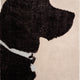 Rug with a black silhouette of a dog on a beige background