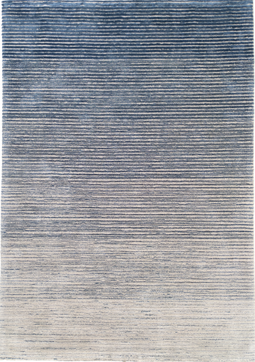 Primer plano de la alfombra «Beam» en gris guijarro y azul marino, que muestra los detalles del motivo de rayas horizontales. thumbnail_1