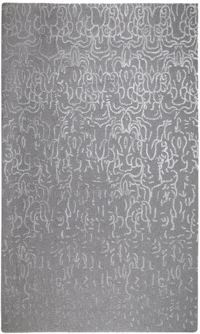 Textured area rug in pebble gray & angora gray with faded, abstract design, conveying a sense of subtle luxury and comfort. thumbnail_1