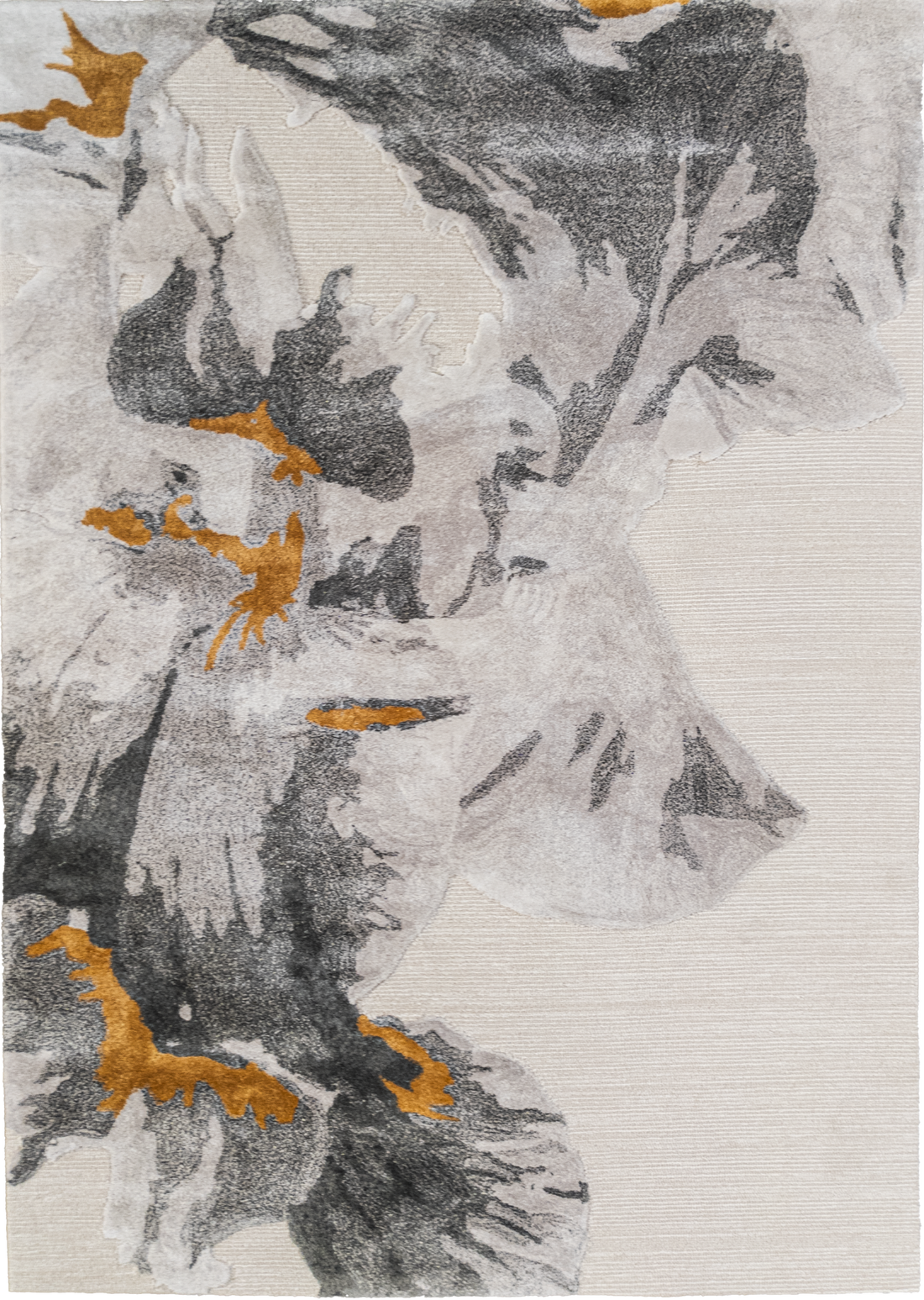 Gray area rug featuring a stylish floral pattern, perfect for adding a touch of nature and elegance to any room. thumbnail_1