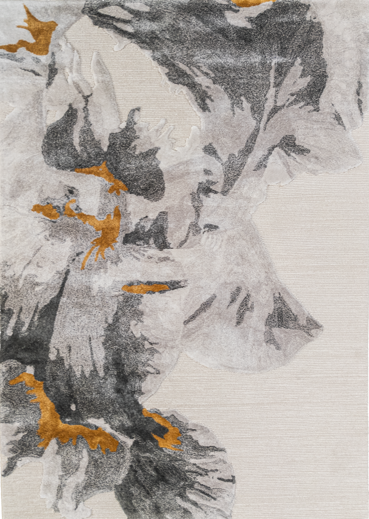Gray area rug featuring a stylish floral pattern, perfect for adding a touch of nature and elegance to any room. thumbnail_1
