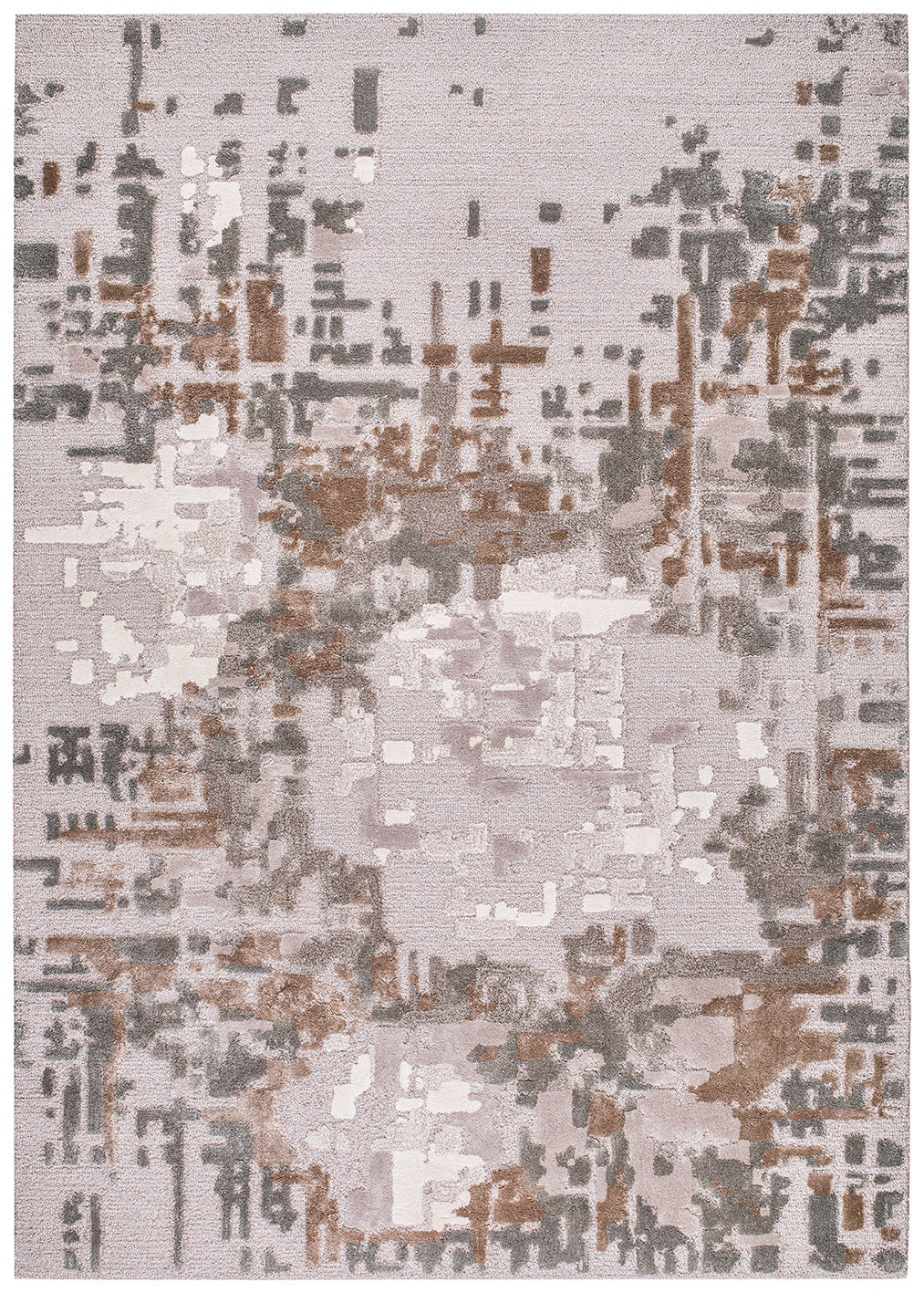 Beige area rug featuring abstract pixelated design, showcasing the Pixel Rose pattern in soft, neutral tones for modern thumbnail_1