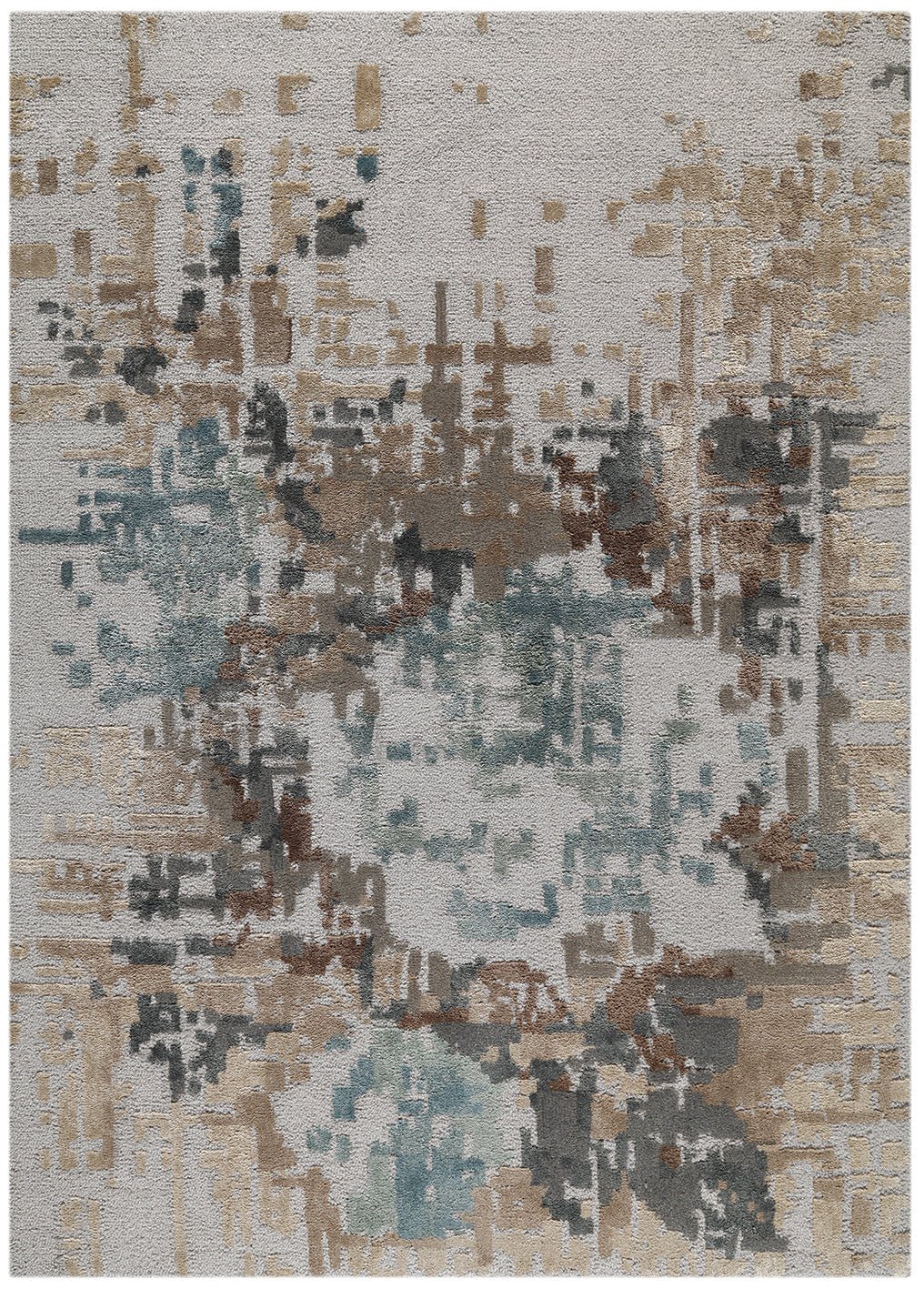 Cool Blue Pixel Rose rug detail showcasing abstract, pixelated floral pattern in muted tones for home decor inspiration. thumbnail_1