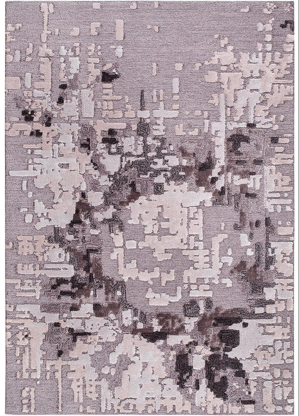 Abstract gray rug with pixelated design. Adds a modern, artistic touch to any room. Pixel Rose rug detail. thumbnail_1
