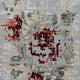 Abstract area rug featuring a modern pixelated rose design in warm red, gray, and beige tones. thumbnail_1